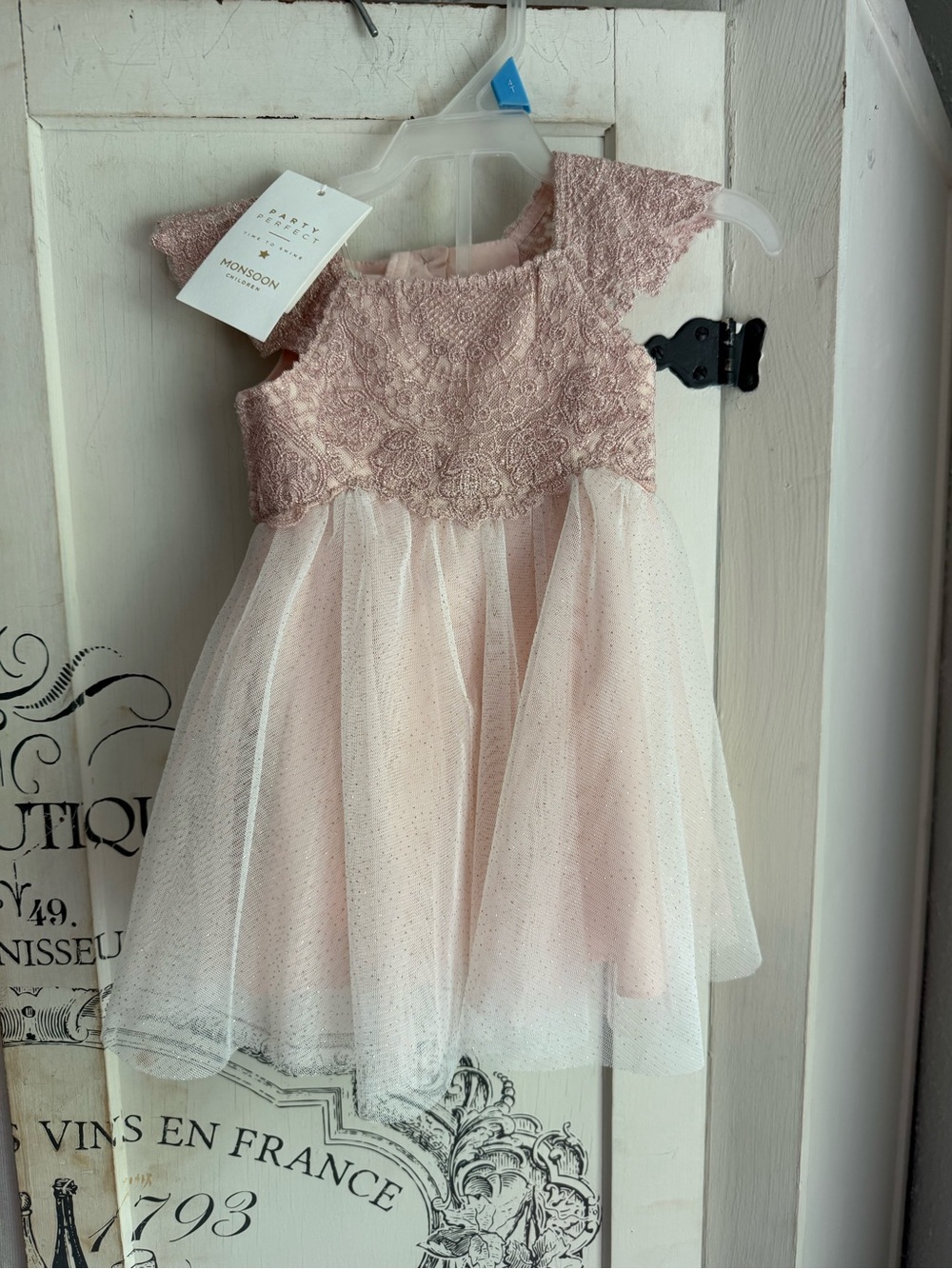 NWT Designer Infant Monsoon Blush Pink Lace & Tulle Dress